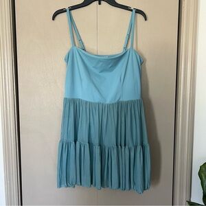 1X Blogilates Teal Tiered Athleisure Dress with Shorts and Pockets, Ballerina